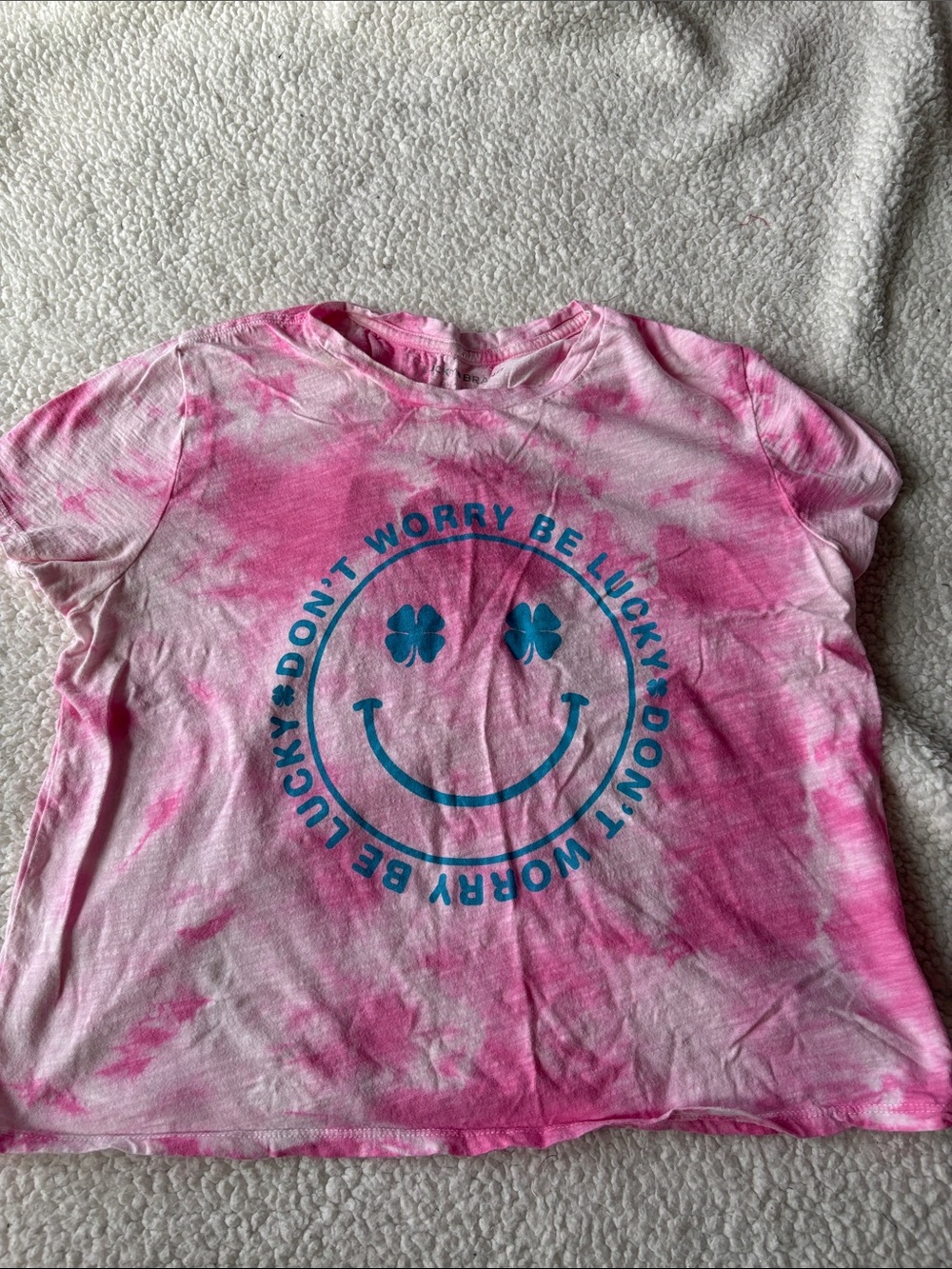 Lucky brand pink tie dye cropped cotton tshirt